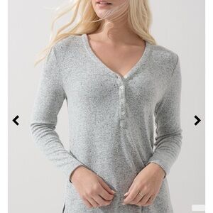Soma Intimates Brushed Cozy Henley Grey Pajama Top